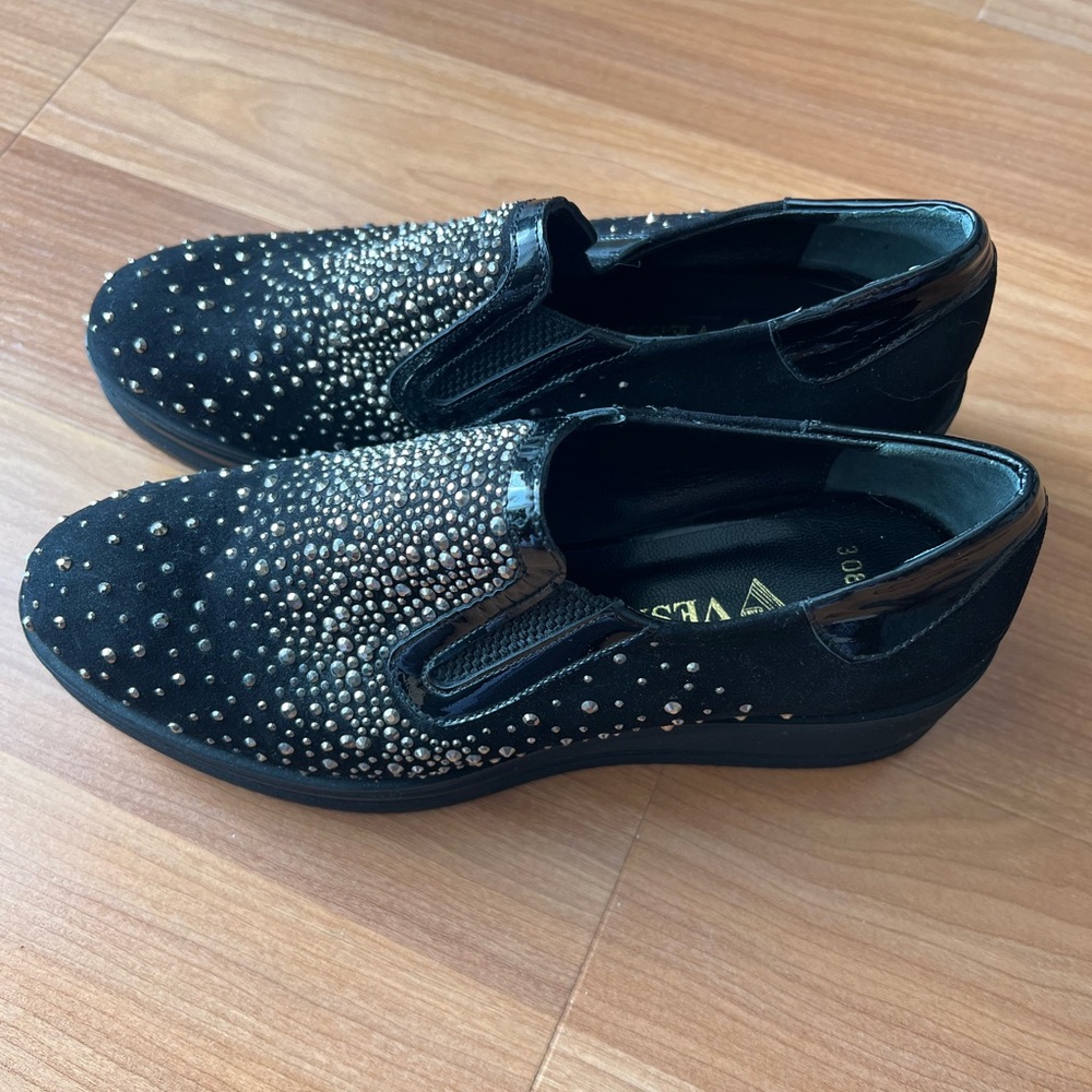 Black Suede Studded Platform Slip-On Shoes Statement EU 36 / US 6 Vesba - Picture 3 of 9